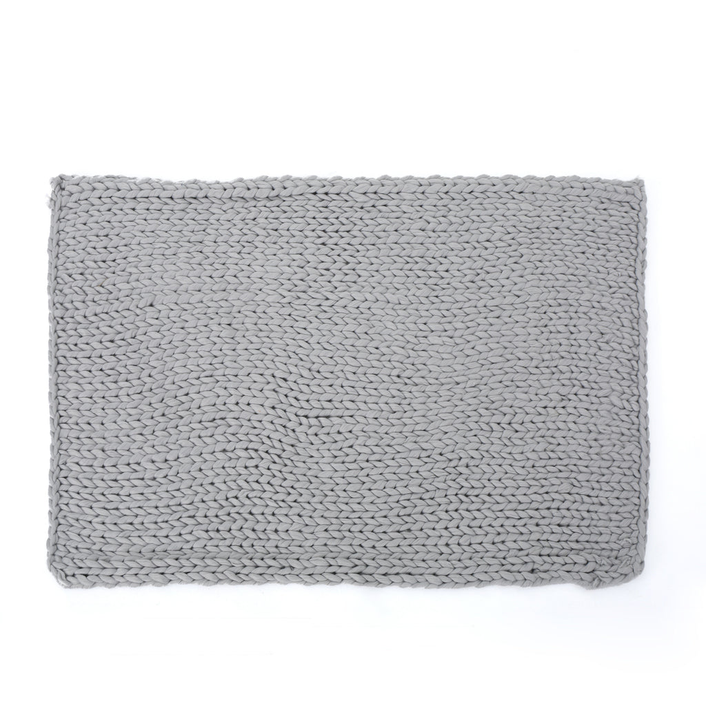 Shopi Vella gray handwoven thick yarn blanket with chunky knit texture for cozy bedding