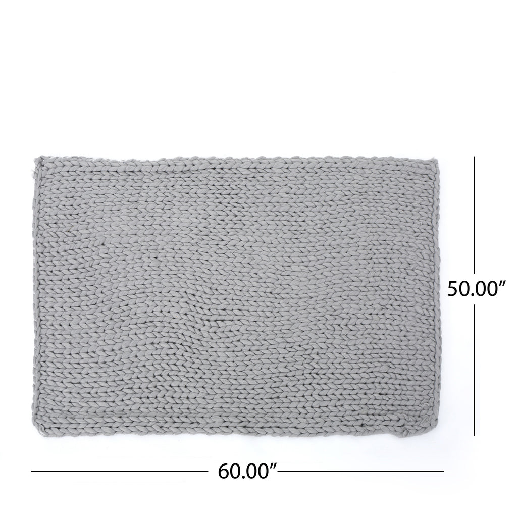Shopi Vella handwoven thick yarn blanket in gray measuring 60 by 50 inches for cozy bedding