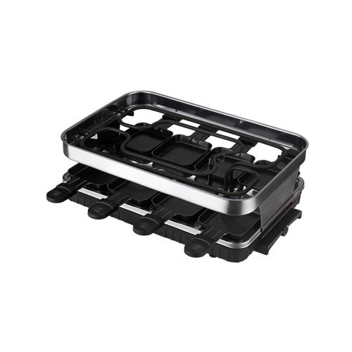 Shopi Vella raclette grill for 8 people with nonstick pans and a compact rectangular design