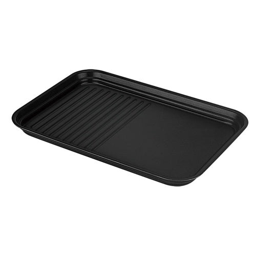 Black nonstick grill plate for Shopi Vella raclette grill for 8 people with smooth and ridged cooking surfaces