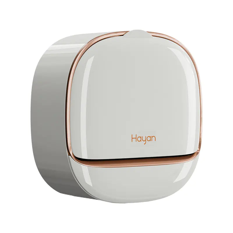 Modern white and rose gold wall mounted soap dish with cover for bathroom organization