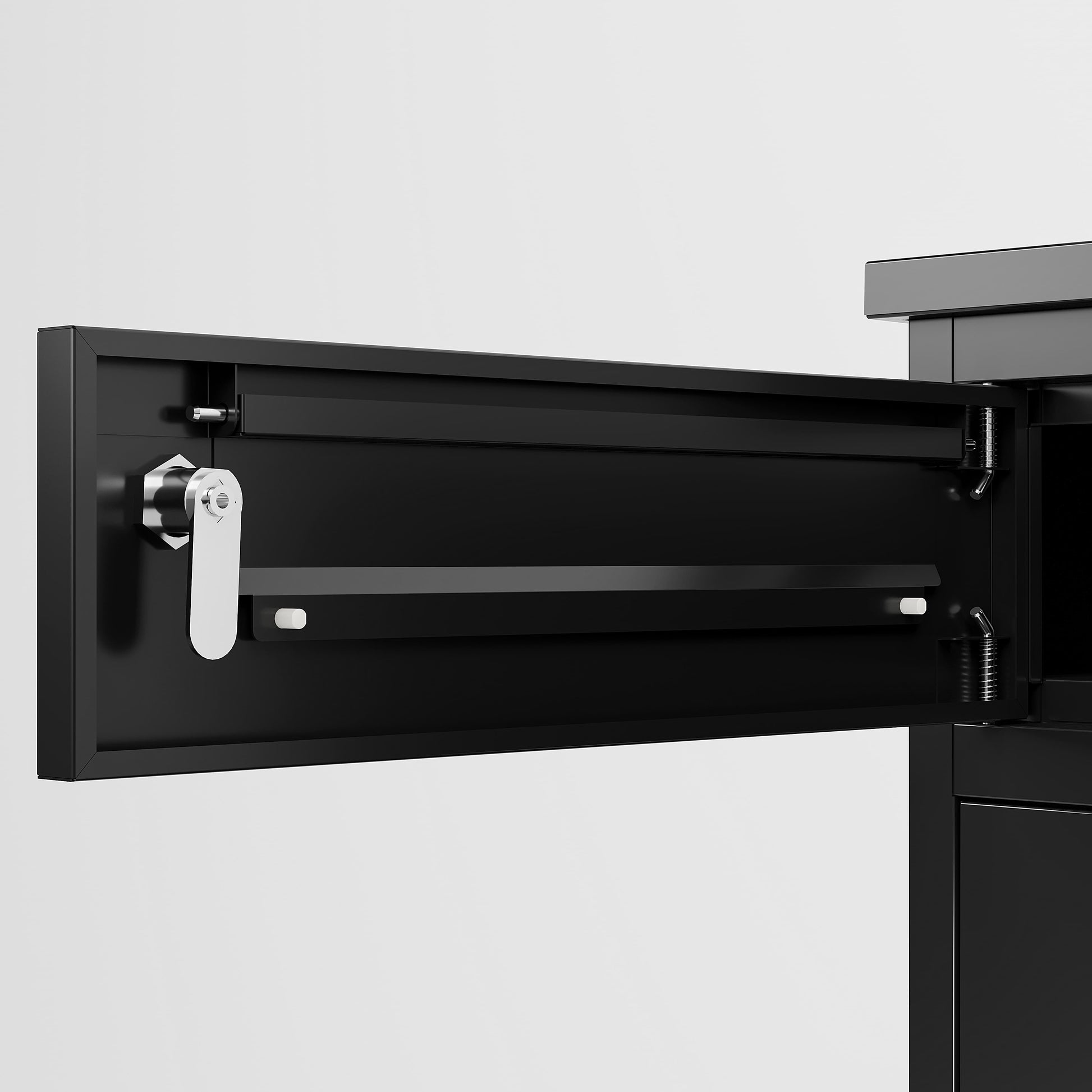 Shopi Vella black heavy duty package delivery box with secure locking mechanism and sturdy metal construction