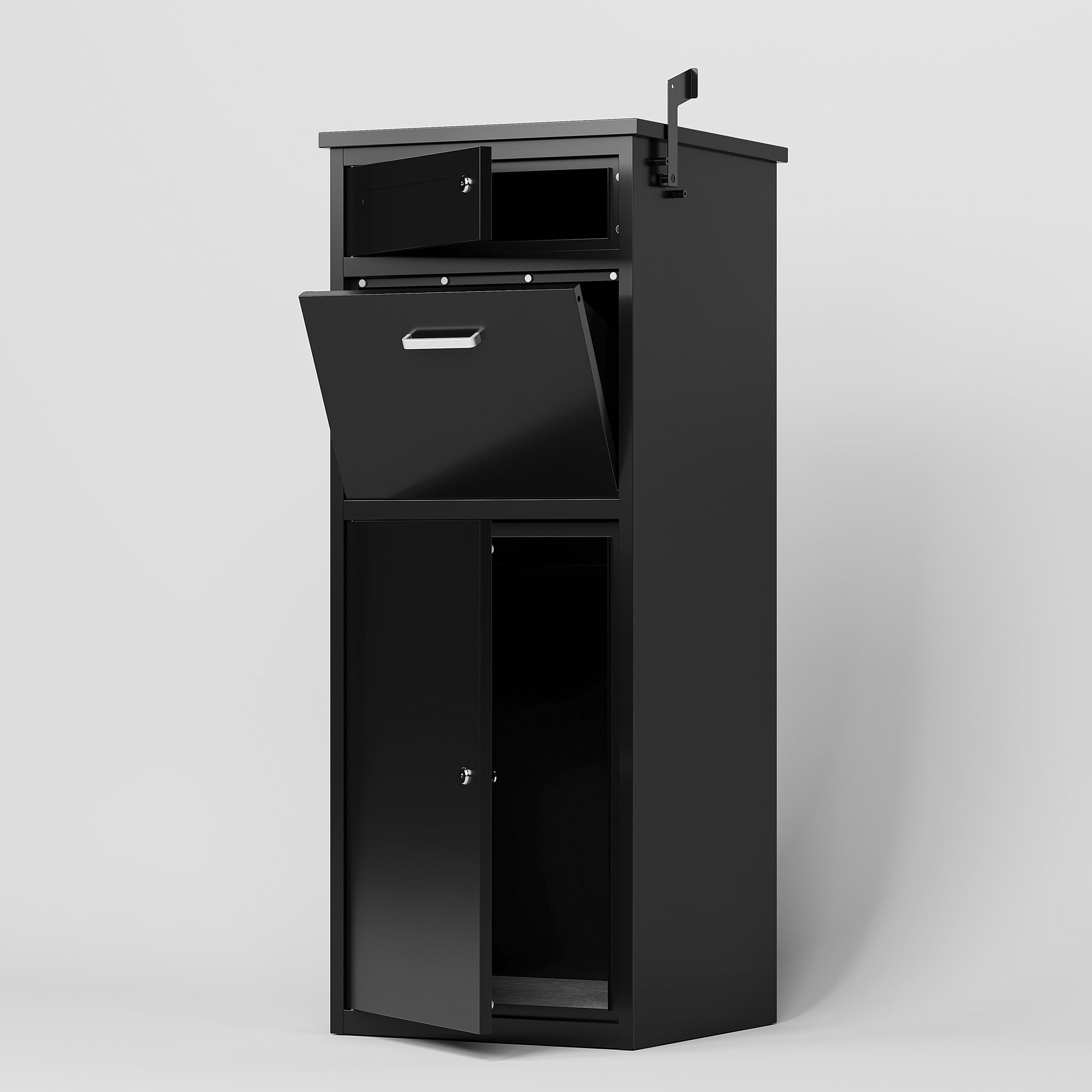 Shopi Vella black heavy duty package delivery box with multiple locked compartments