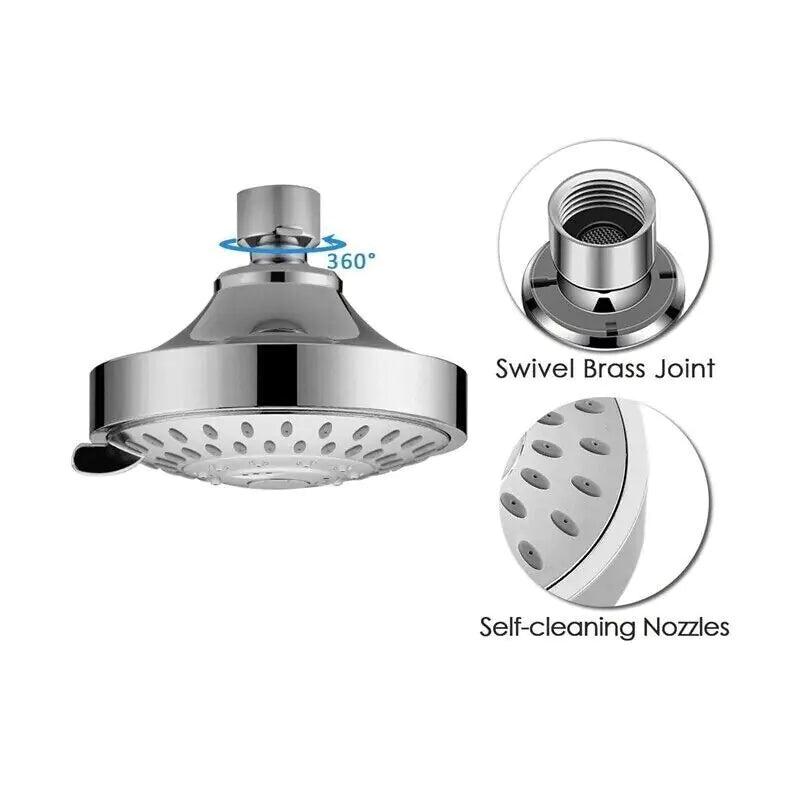 High pressure handheld shower head with swivel brass joint and self-cleaning nozzles for easy use