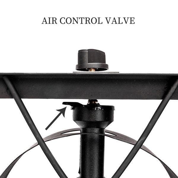 Close-up of air control valve on a high pressure propane gas burner cooking tool by Shopi Vella