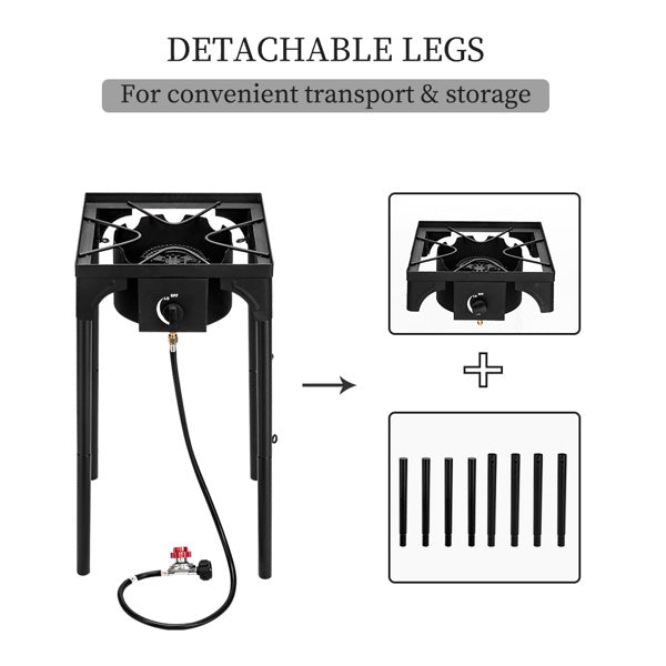 Shopi Vella high pressure propane gas burner with detachable legs for easy transport and storage