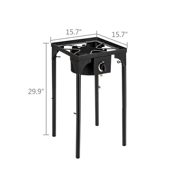 Shopi Vella high pressure propane gas burner with sturdy black frame and adjustable control knob