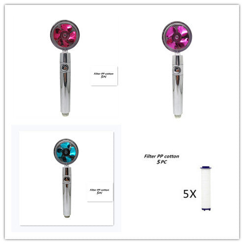 Shopi Vella high pressure shower head with filter in pink and blue with replacement PP cotton filters