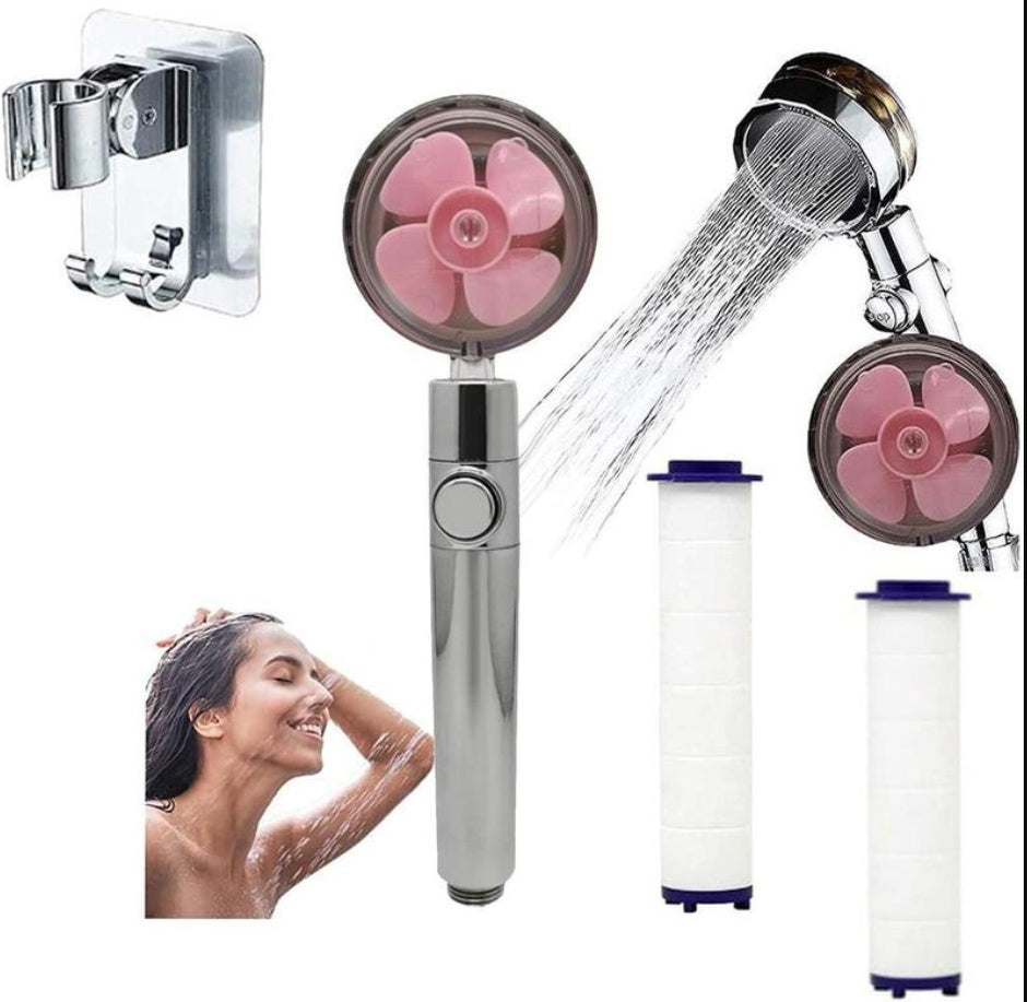 Shopi Vella high pressure shower head with filter featuring pink fan design and replaceable filters