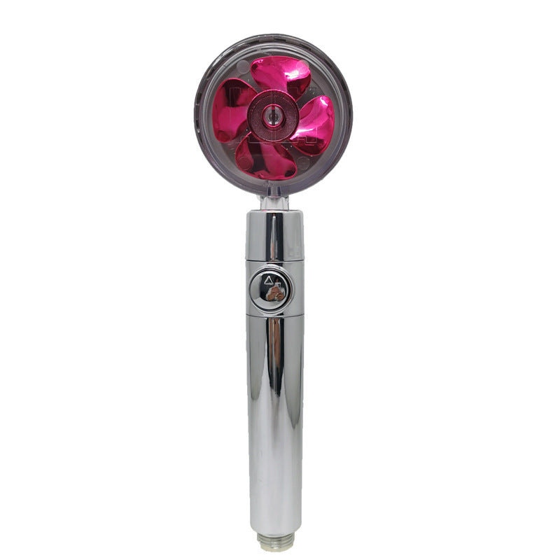 Shopi Vella high pressure shower head with filter featuring a red fan design and chrome handle