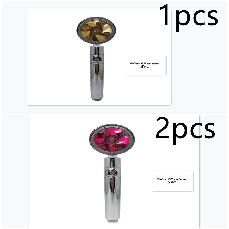 Shopi Vella high pressure shower head with filter in gold and pink color options for bathroom storage