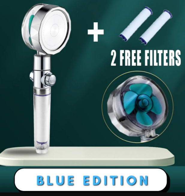 Shopi Vella high pressure water saving shower head with two free filters and blue edition design