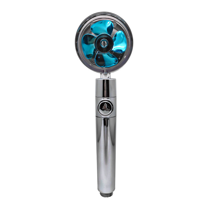 Shopi Vella high pressure water saving shower head with chrome finish and blue internal fan design