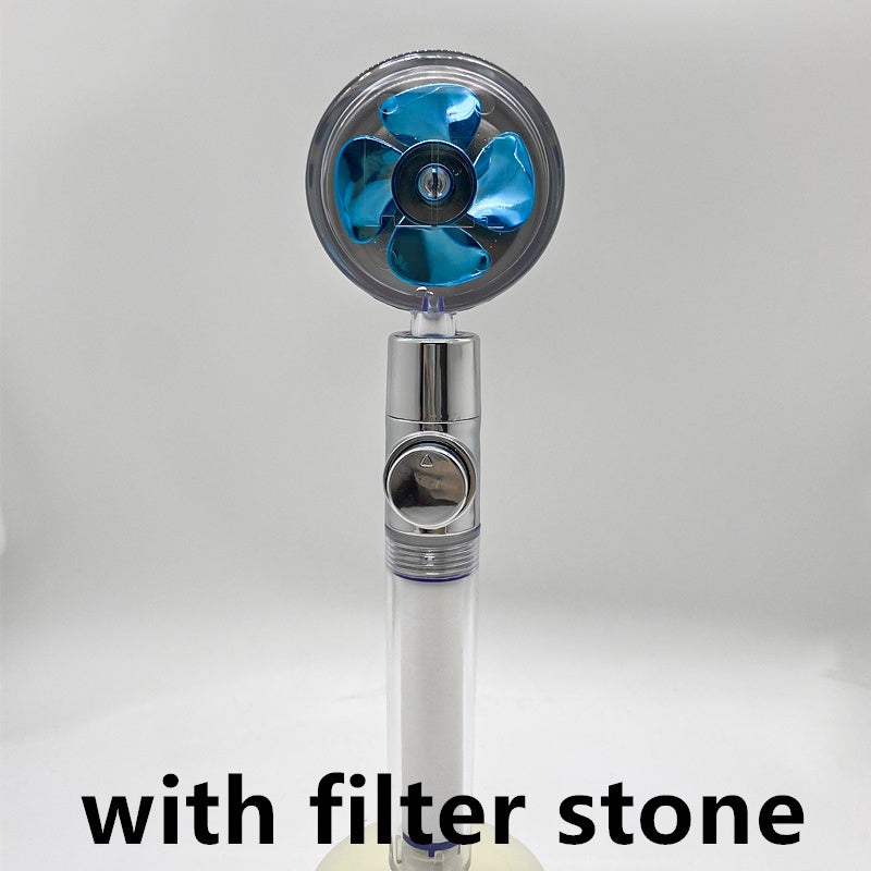 Shopi Vella high pressure water saving shower head with filter stone and blue fan design