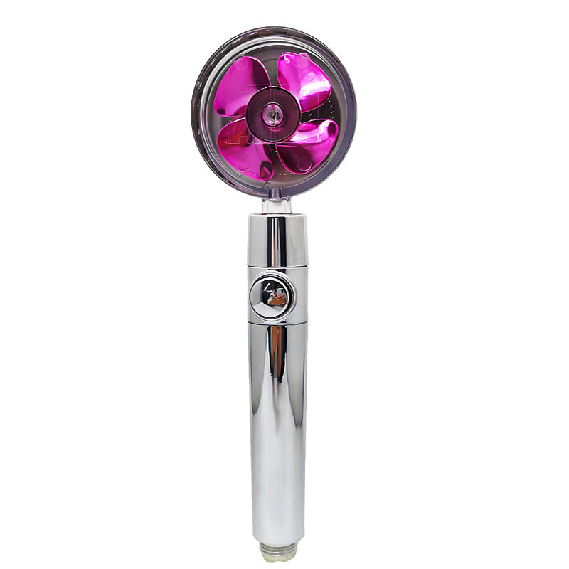 Shopi Vella high pressure water saving shower head with chrome finish and pink internal blades