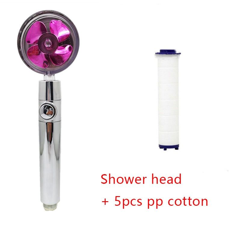 Shopi Vella high pressure water saving shower head with pink fan design and 5pcs pp cotton filters