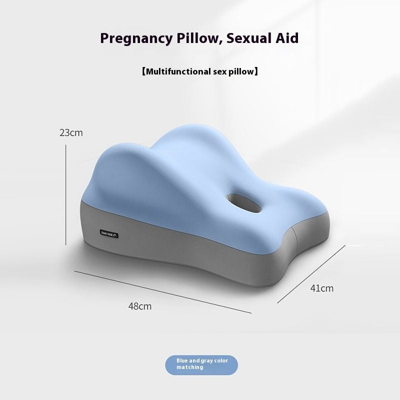 Shopi Vella hip raised sleep cushion pregnancy pillow in blue and gray with ergonomic design