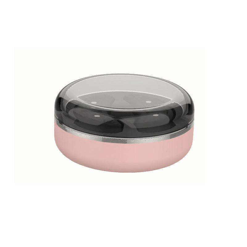 Shopi Vella home eye massager for dark circles in pink with black transparent lid storage container