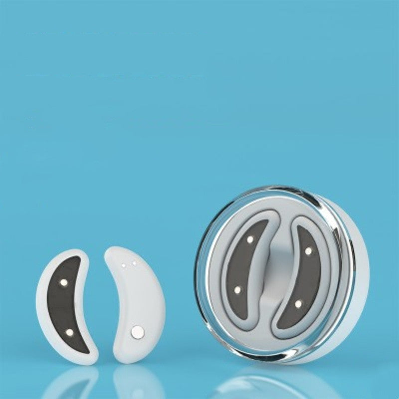Shopi Vella home eye massager for dark circles with compact ergonomic design and charging case