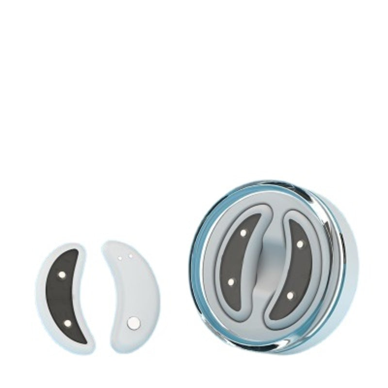 Shopi Vella home eye massager for dark circles with ergonomic design and compact carrying case