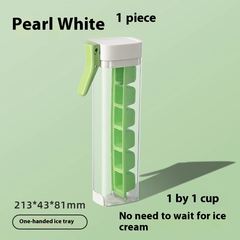 Shopi Vella household ice cube tray with storage in pearl white with one-handed ice cube release