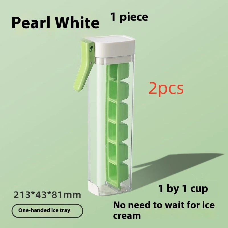 Shopi Vella household ice cube tray with storage in pearl white with one-handed ice cube dispenser