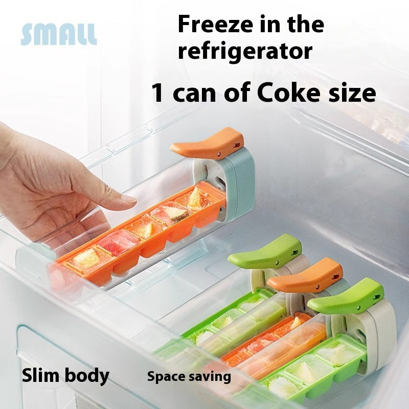 Shopi Vella household ice cube tray with storage slim body fits one can of Coke size in refrigerator