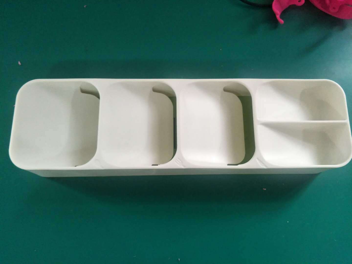 Shopi Vella white plastic kitchen utensil drawer organizer with multiple compartments for utensils