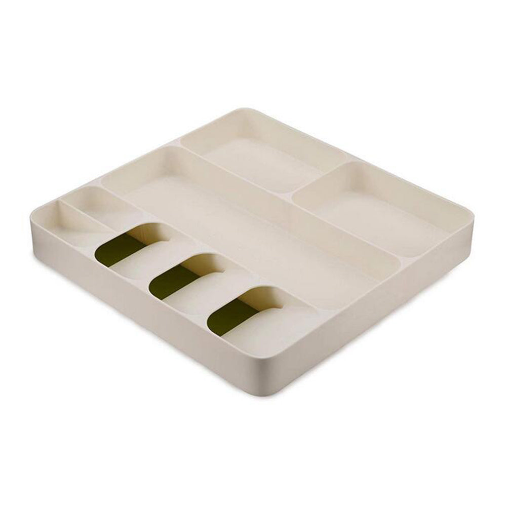 Shopi Vella beige kitchen utensil drawer organizer with multiple compartments for cutlery and utensils