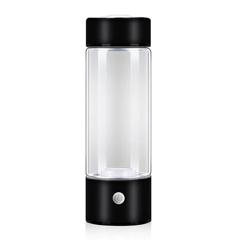 Shopi Vella sleek hydrogen water bottle portable with black base and lid for kitchen storage