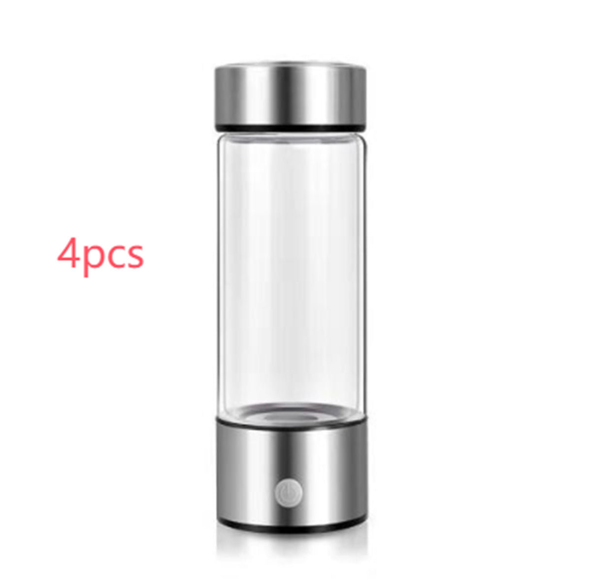 Shopi Vella hydrogen water bottle portable with sleek transparent design and silver caps for easy hydration