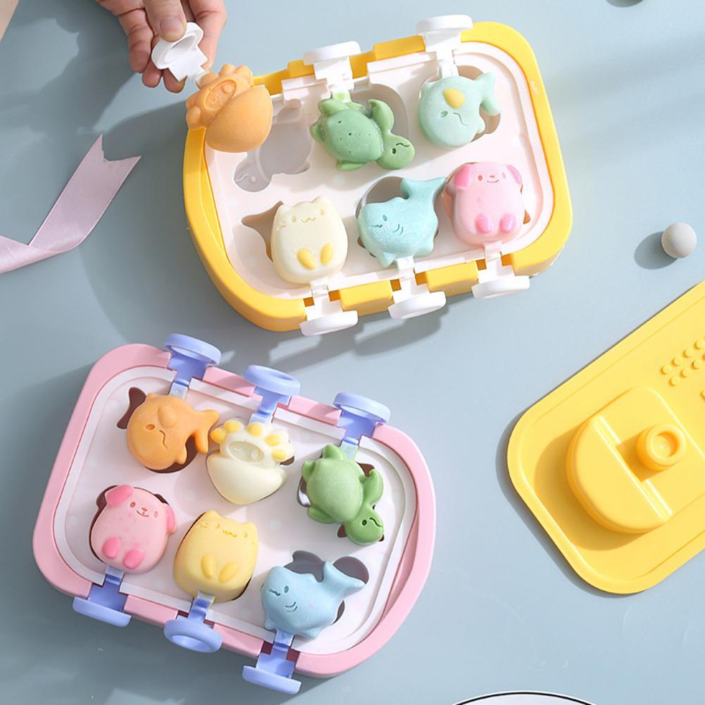 Shopi Vella ice hockey maker for kids with colorful animal-shaped molds for kitchen storage fun