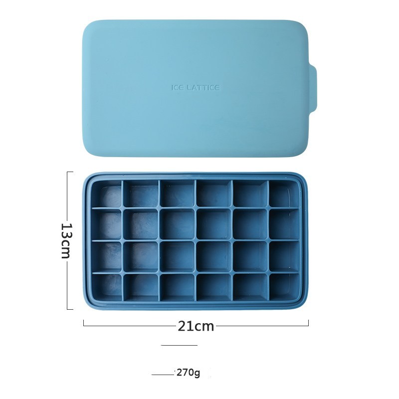 Shopi Vella blue 3D ice cream maker silicone mold with lid and 21 by 13 cm compartments for home storage