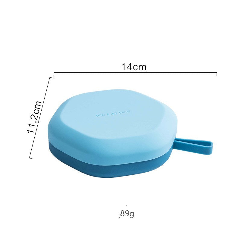Shopi Vella 3D ice cream maker silicone in blue with compact hexagon shape and handle for easy storage