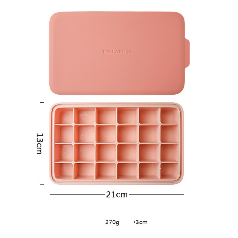 Shopi Vella 3D ice cream maker silicone mold in pink with a lid and 24 compartments for home storage