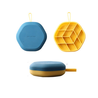 Shopi Vella 3D ice cream maker silicone mold in blue and yellow for home storage and dessert shaping