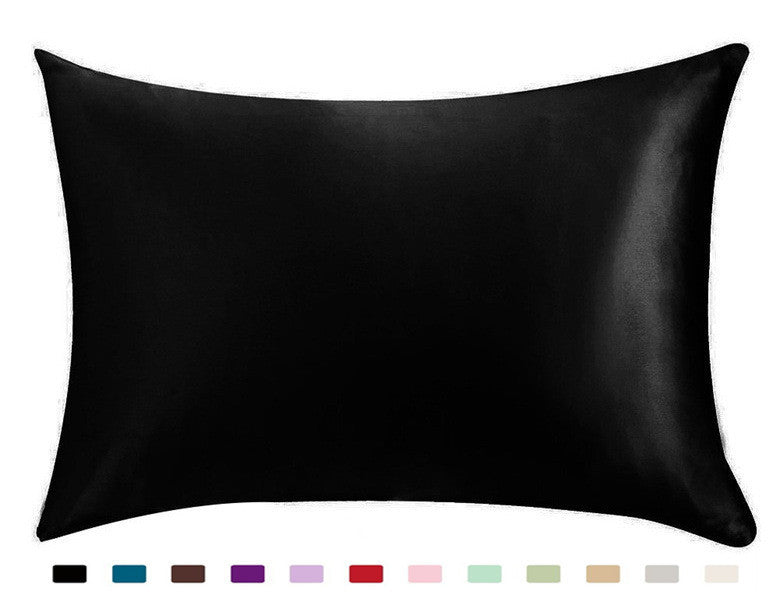 Shopi Vella black ice silk single pillowcase with smooth and shiny texture in rectangular shape