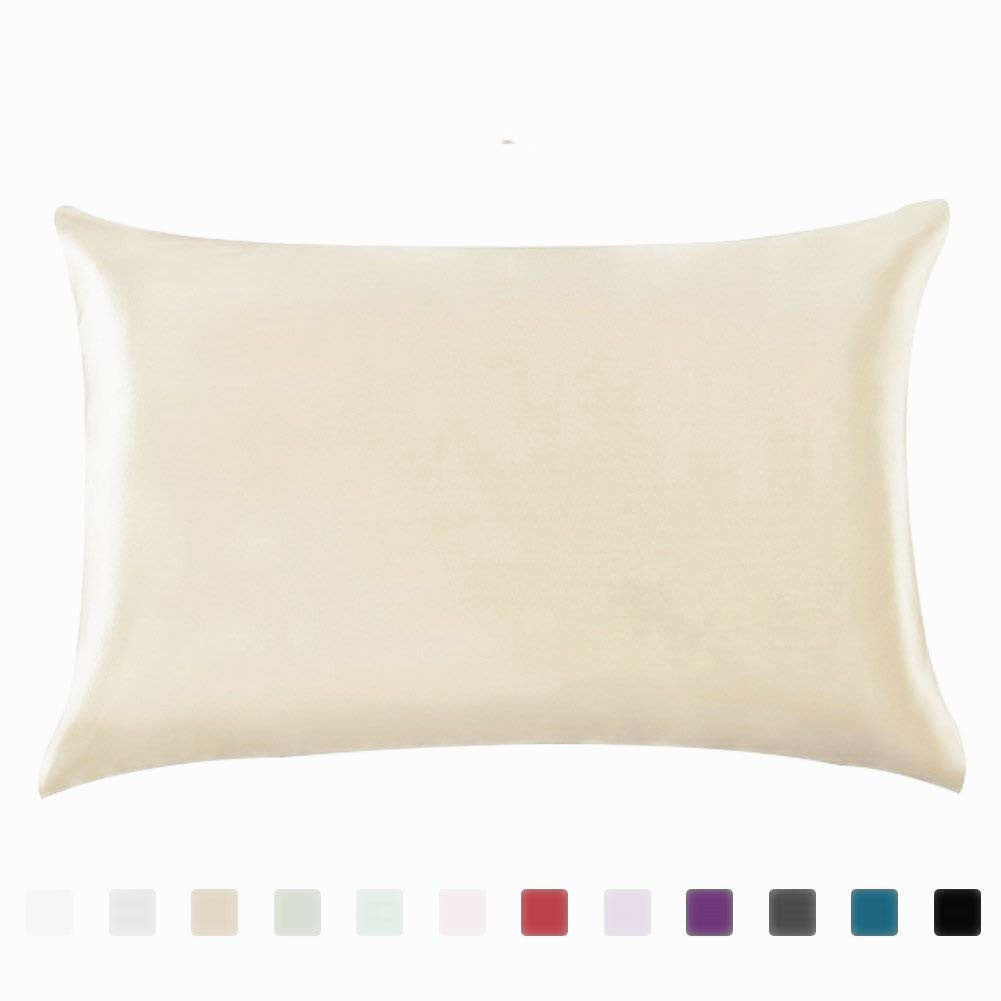 Shopi Vella ice silk single pillowcase in beige color with smooth and soft texture