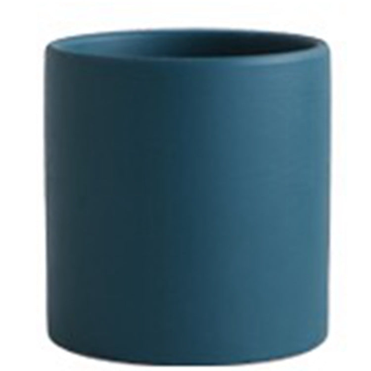 Shopi Vella blue industrial style planter pot with smooth matte finish for home storage
