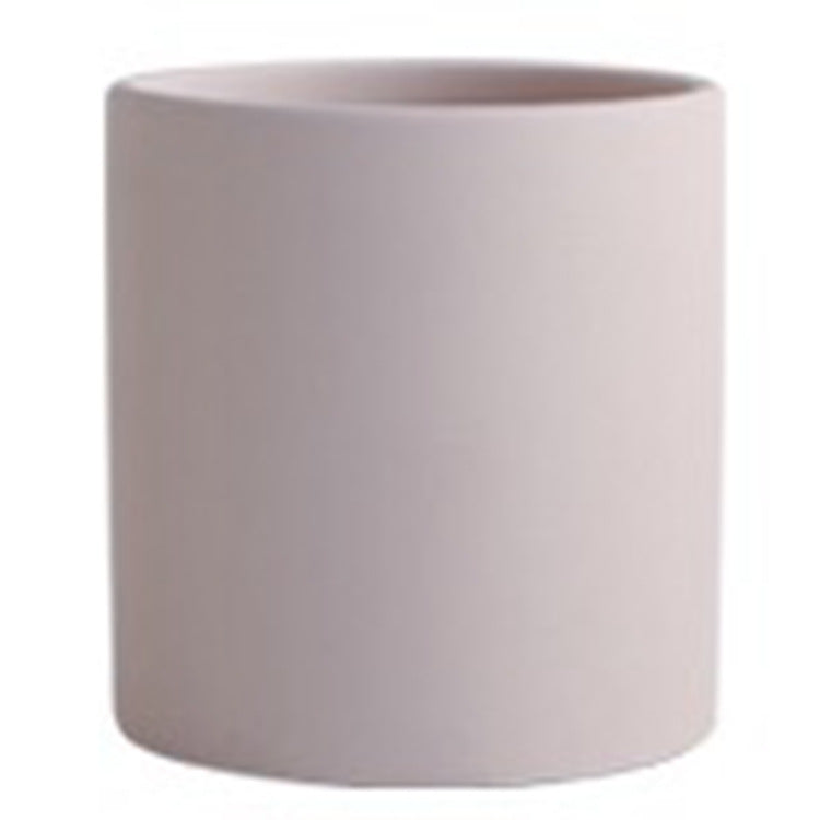 Shopi Vella simple beige industrial style planter pot with smooth cylindrical design for home storage