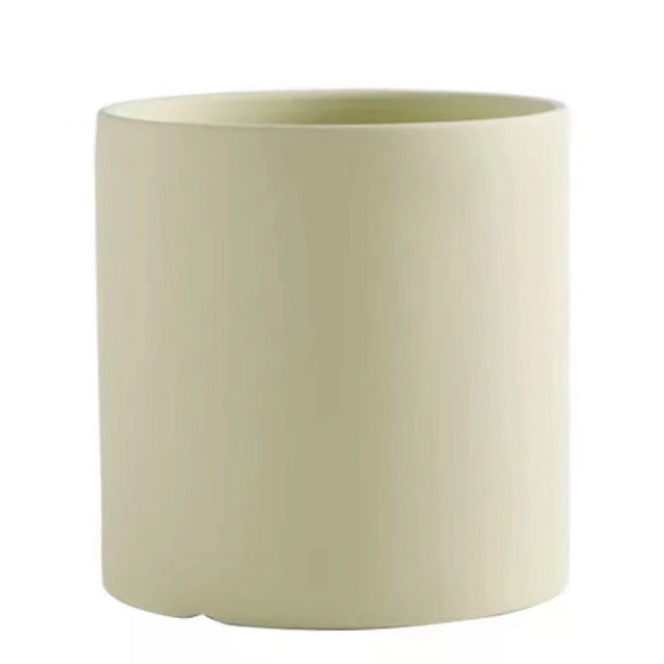 Shopi Vella beige industrial style planter pot with smooth cylindrical shape for home storage