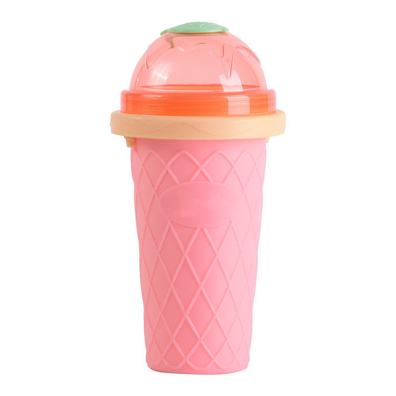 Shopi Vella pink instant frozen drink cup with textured grip and dome lid for cold beverages