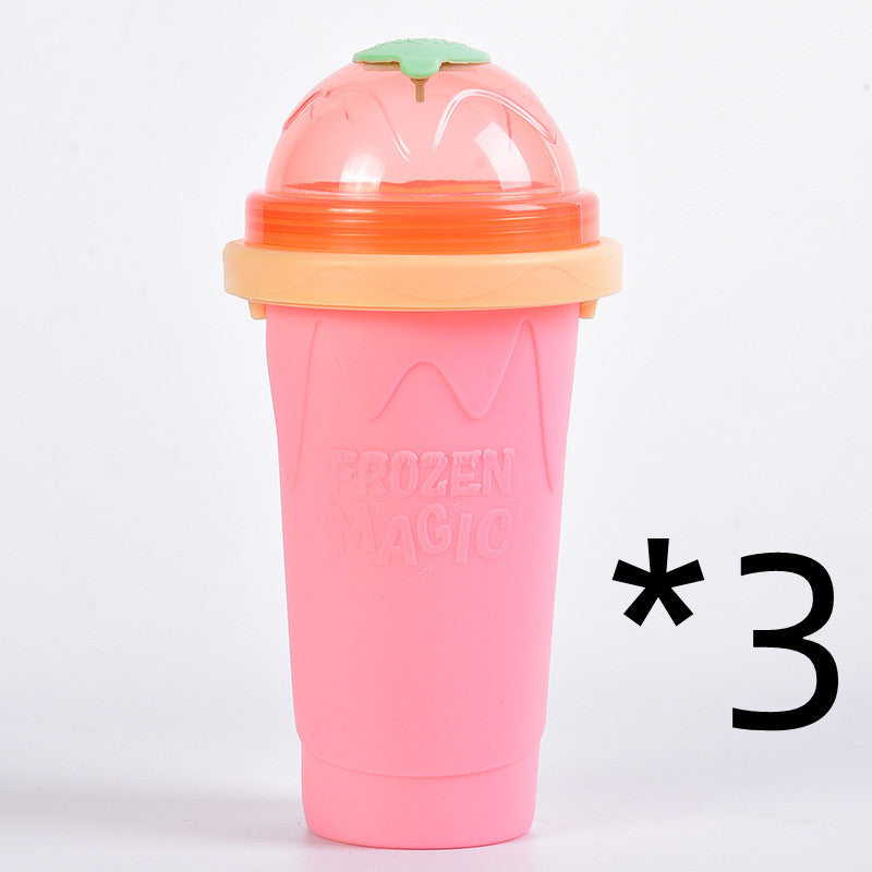 Shopi Vella pink instant frozen drink cup with dome lid and colorful accents for frozen beverages