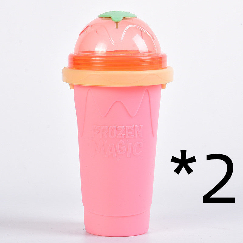 Shopi Vella pink instant frozen drink cup with dome lid and fruit design for storage bottles and jars