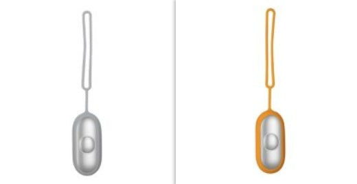 Shopi Vella intelligent sleep therapy device in silver and orange with wrist strap for home storage