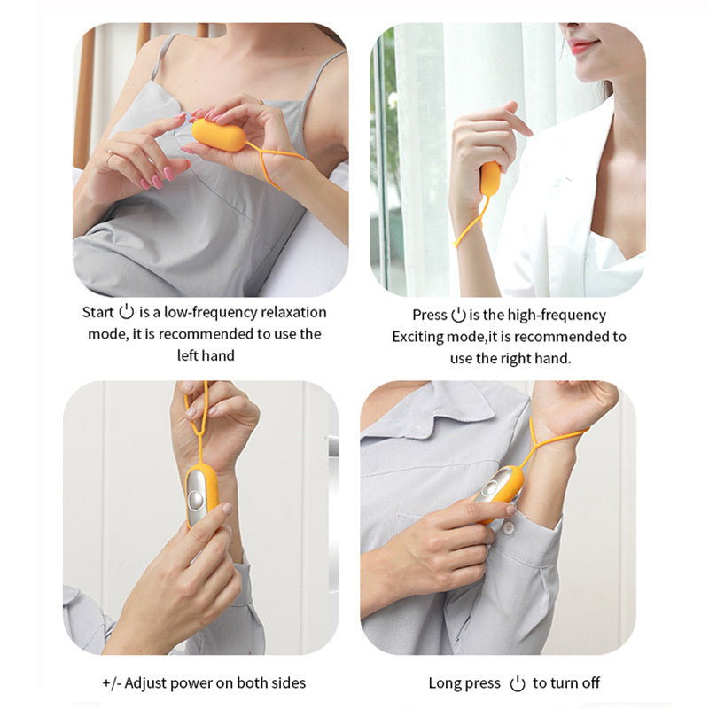 Shopi Vella intelligent sleep therapy device in yellow used for relaxation and therapy on hands and wrists