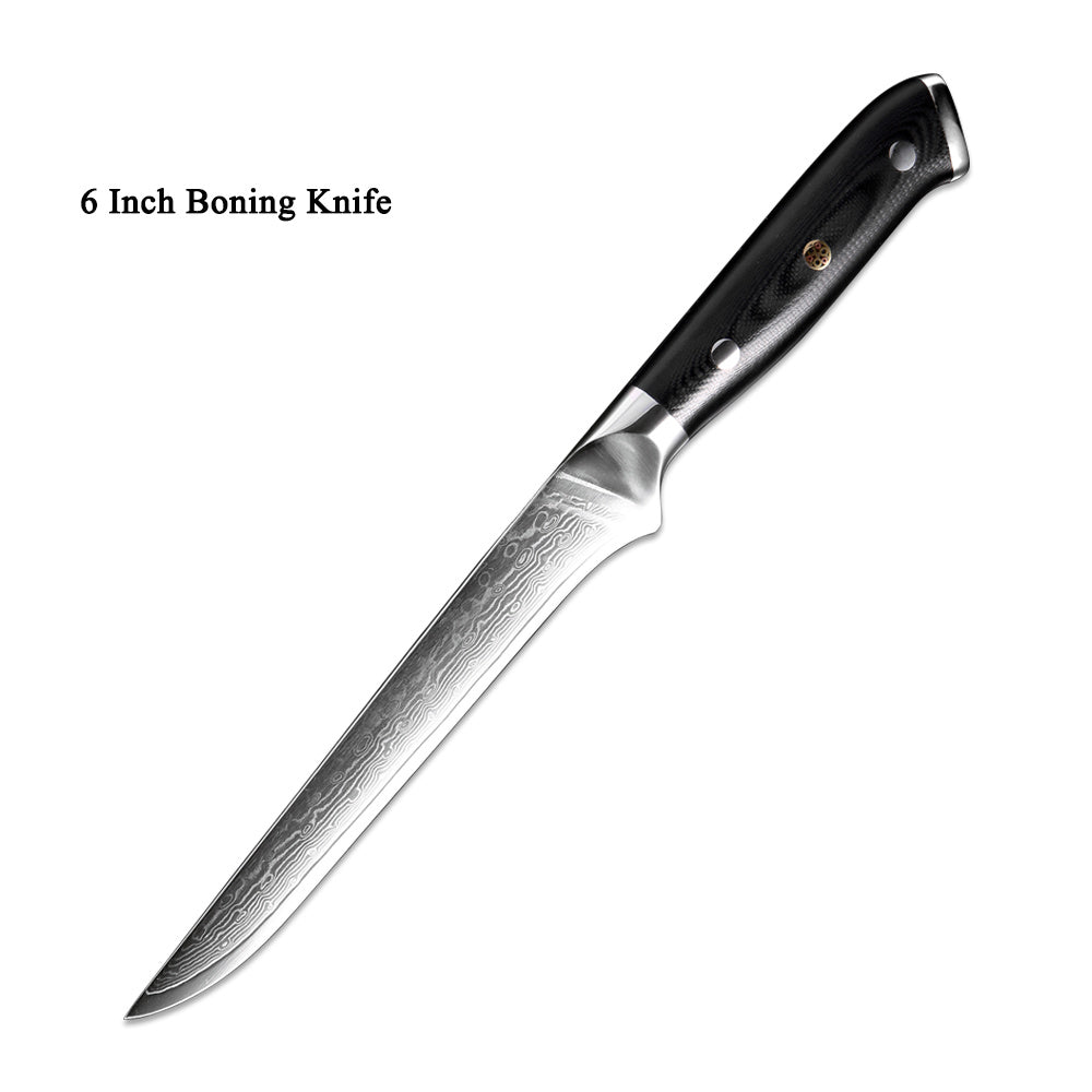 Shopi Vella 6 inch Japanese Damascus steel kitchen knife boning knife with black handle