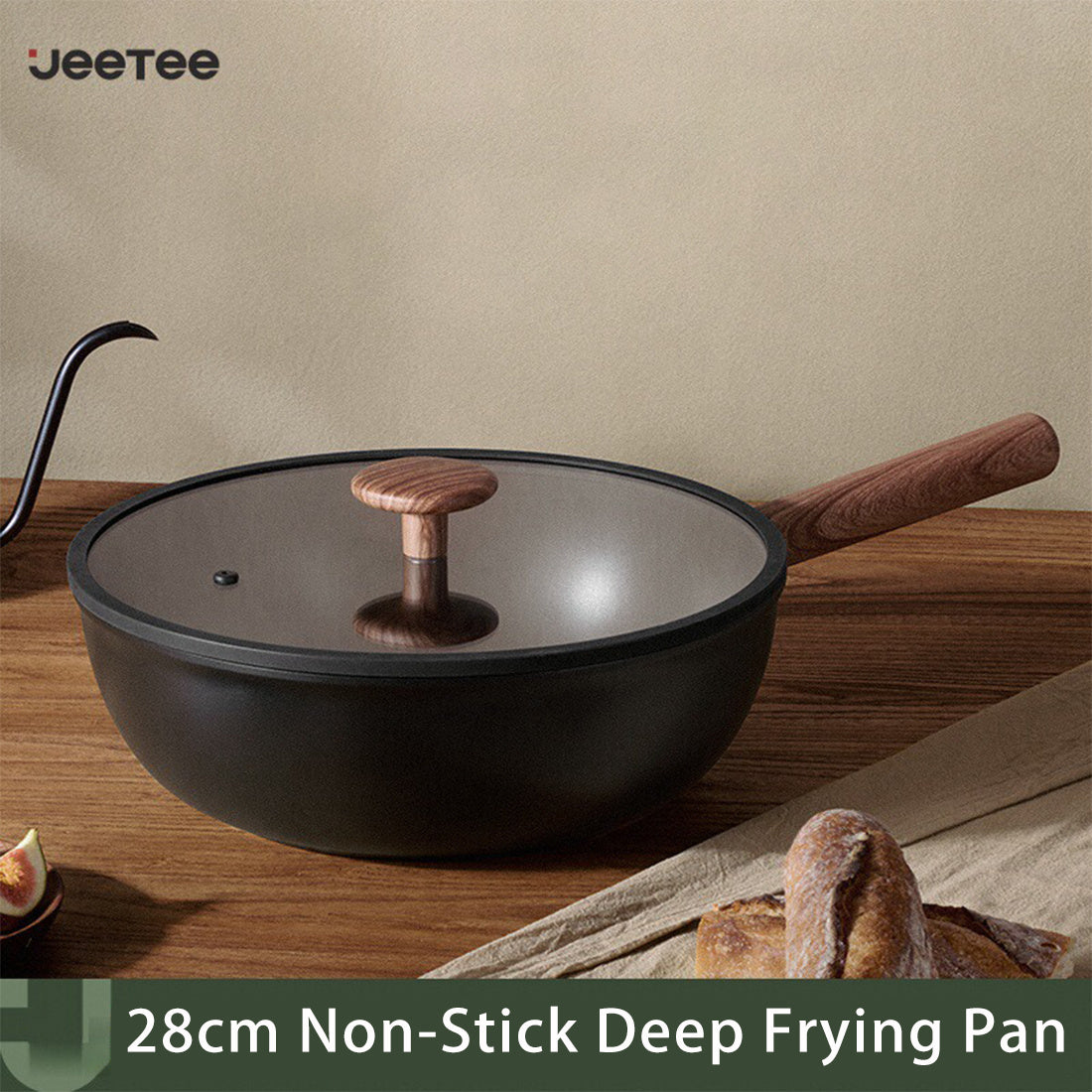 28cm non stick pots and pans with removable handles deep frying pan with glass lid