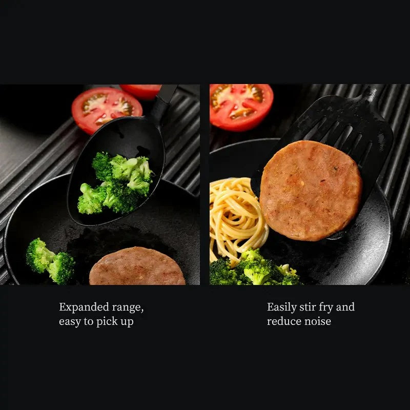 Shopi Vella kitchen utensil gift set with black spoons and spatula for easy stir fry and food handling