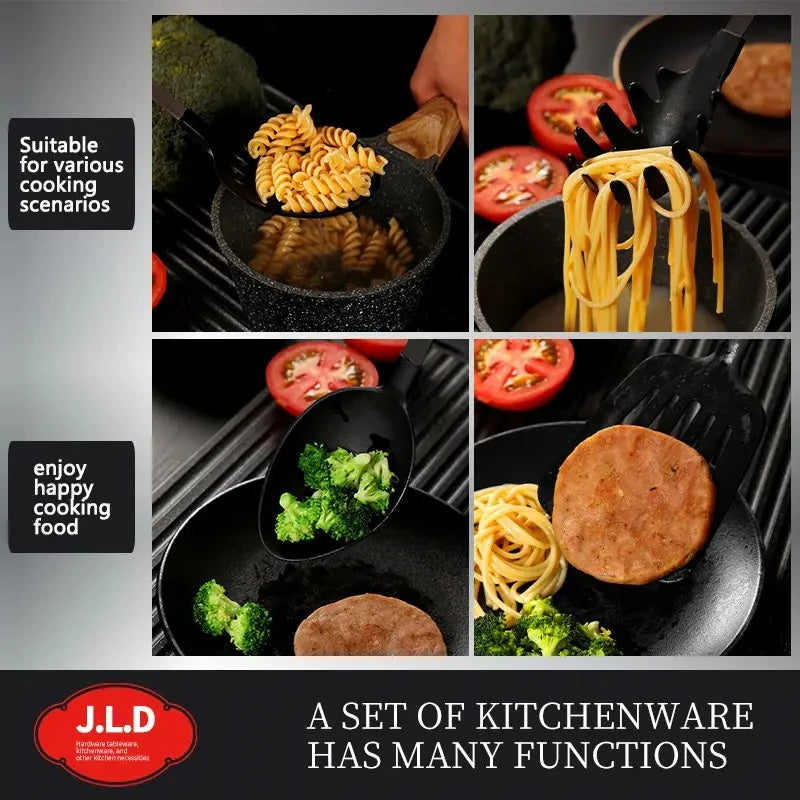 Shopi Vella kitchen utensil gift set with multiple cooking tools for handling pasta, broccoli, and patties